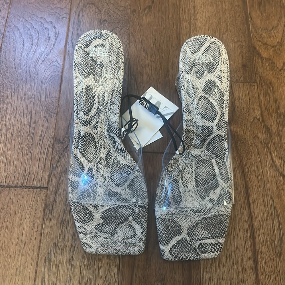 Zara Snakeskin clear wedge heels 37 / 6.5 - Picture 2 of 8
